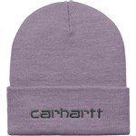 Carhartt WIP beanie script (glassy purple/discovery green)