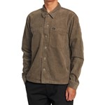 rvca shirt overshirt cord long sleeves americana (mushroom)