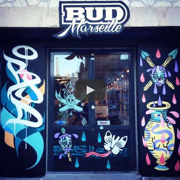 Photos déco devanture BUD SKATESHOP Marseille par Les Suzzies et Nitram Joke