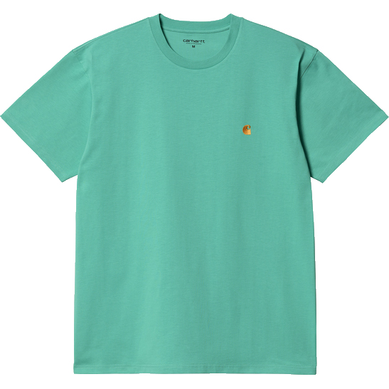 Carhartt WIP tee shirt chase (aqua green/gold)