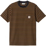 Carhartt WIP tee shirt pocket seidler stripe (deep h brown)
