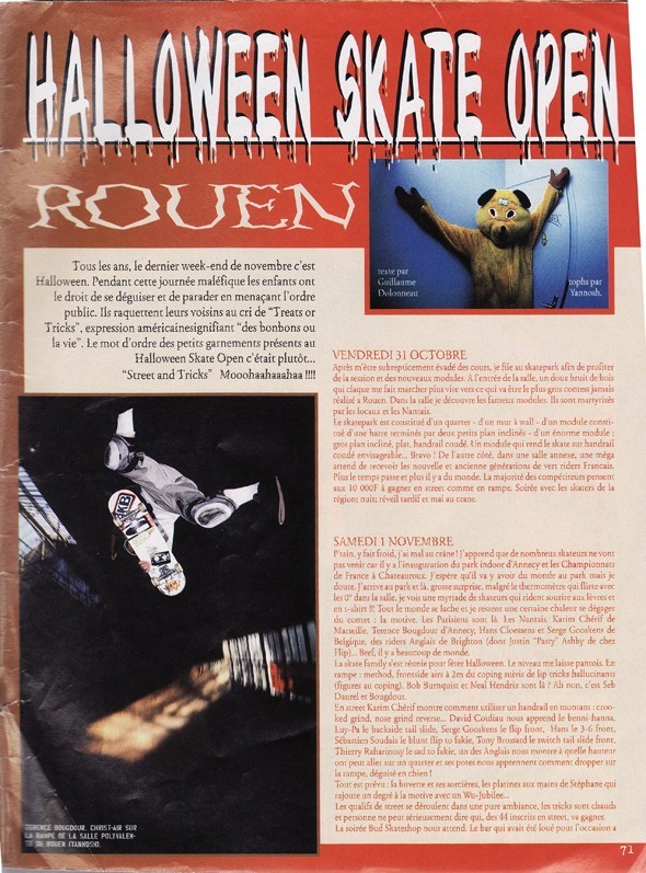 Halloween Skate Open contest Rouen parution Tricks #03 janvier 1998