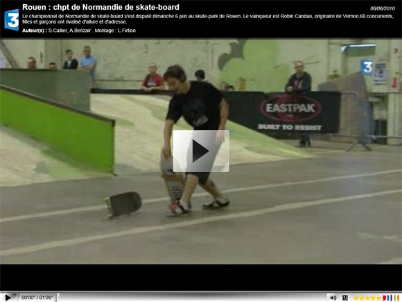 championnat de normandie de skateboard à Rouen le 6 juin 2010 : résultats, vidéo, robin candau champion