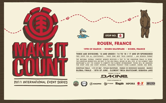 ELEMENT Make It Count contest Skatepark de Rouen samedi 19 mars 2011 ELEMENT Make It Count contest Skatepark de Rouen samedi 19 mars 2011