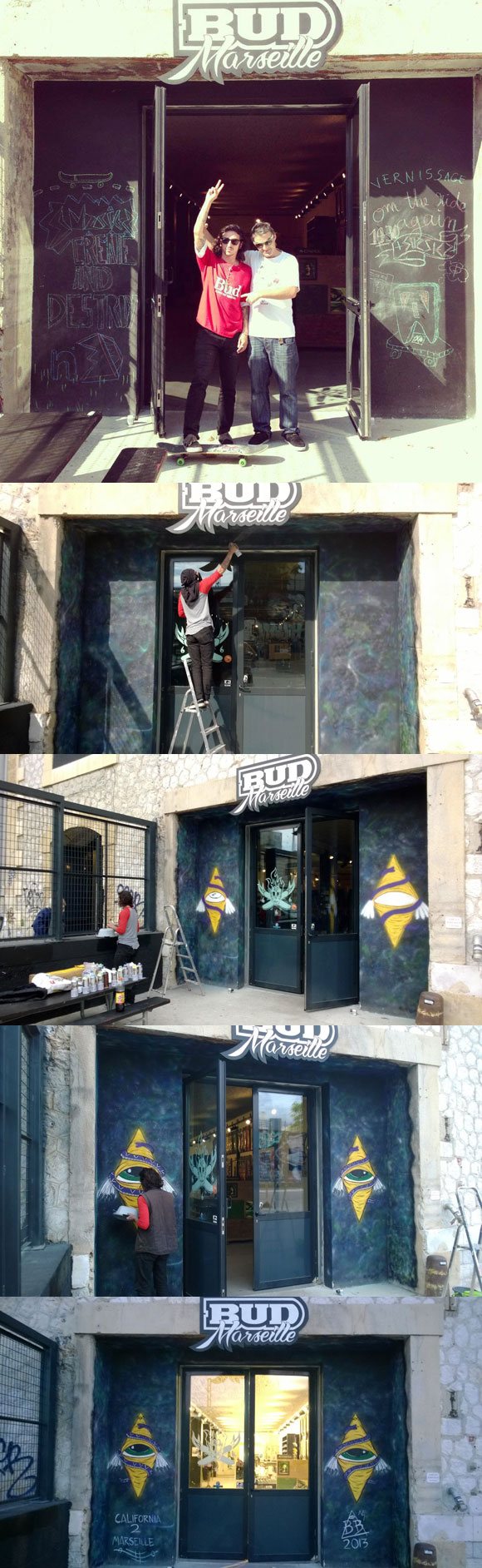 BB Bastidas décore la devanture de BUD SKATESHOP Marseille