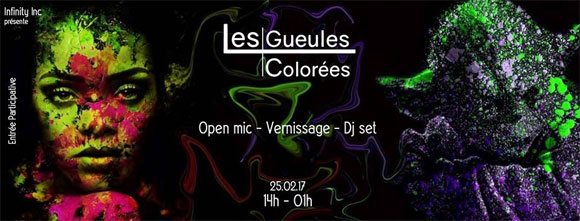 Infinity Inc Les Gueules Colorées open mic vernissage DJ Set BUD SKATESHOP Rouen Samedi 25 février 2017