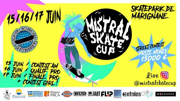 Mistral Skate Cup international street contest Skatepark De Marignane (13) du 15 au 17 juin 2018