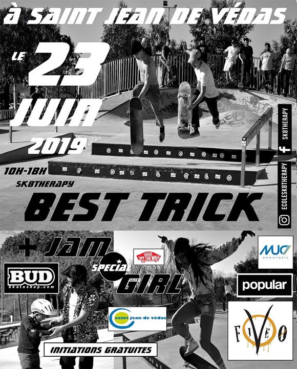 Sk8therapy Best Trick + Jam Special Girl Skatepark Saint Jean De Vedas (34) dimanche 23 juin 2019