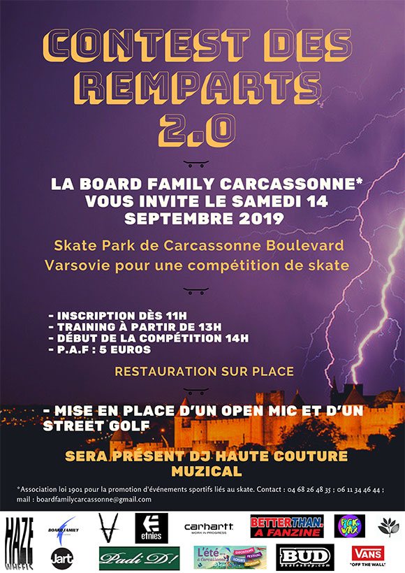 Board Family Contest Des Remparts 2.0 Skatepark De Carcassonne samedi 14 septembre 2019