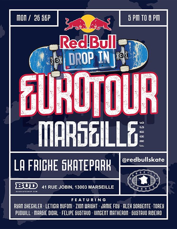 Red Bull Drop In Eurotour démo session Skatepark De La Friche Marseille lundi 26 septembre 2022