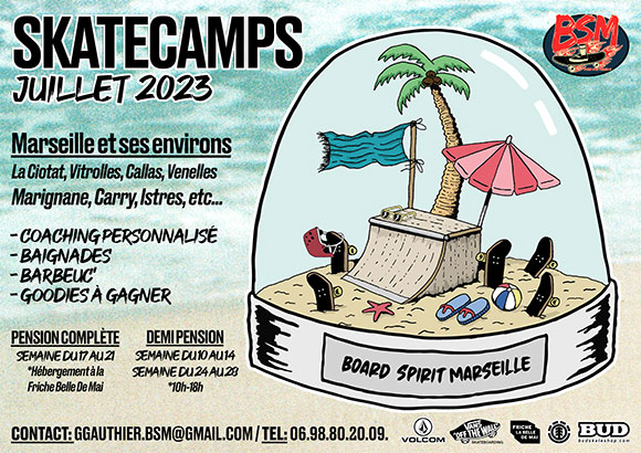 BSM Board Spirit Marseille Skatecamps juillet 2023