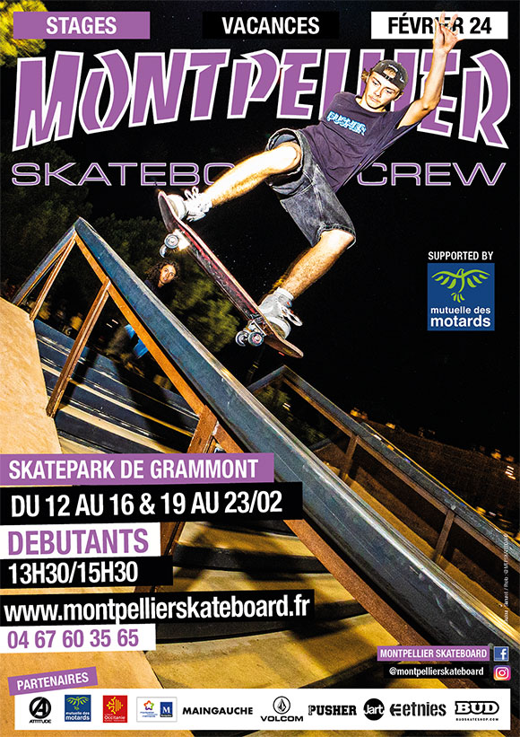 Montpellier Skateboard School stages vacances février 2024