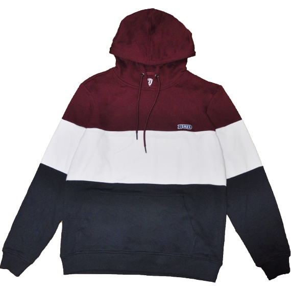 bud sweatshirt hood 3 tone og emb (burgundy/white/navy)