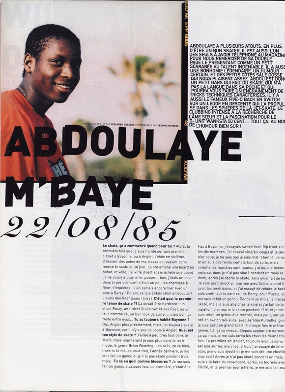 Abdoulaye M Baye paru interview Sugar #50 octobre 2003