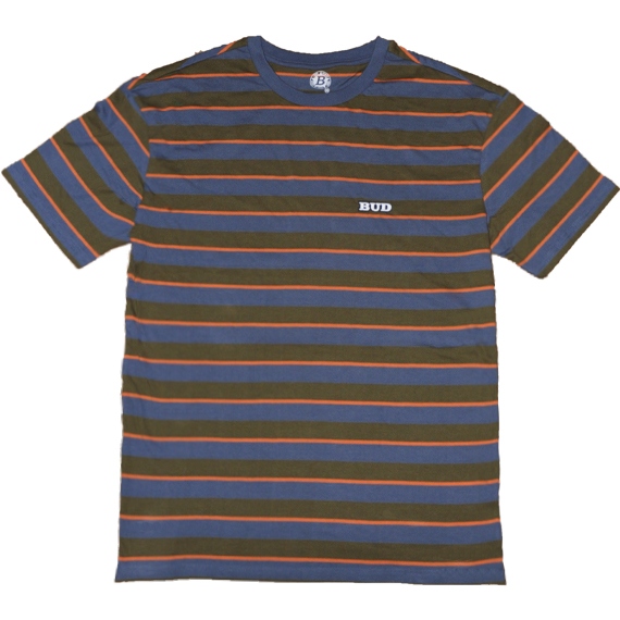 bud tee shirt striped og emb (navy/brown/orange)