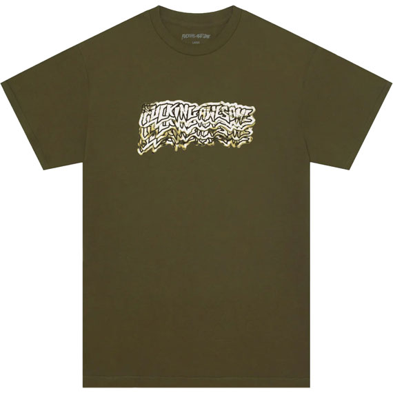 fucking awesome tee shirt burnt stamp (olive)