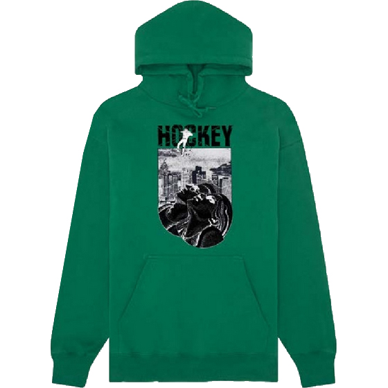 hockey sweatshirt hood look up (green)