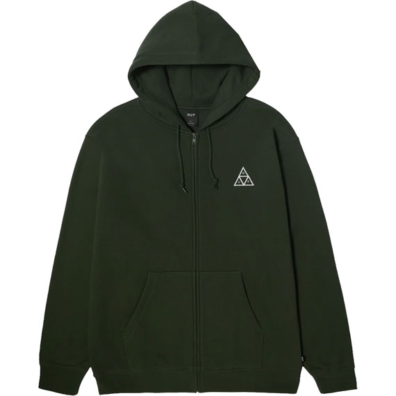 huf sweatshirt hooded zip set triple triangle (hunter green)