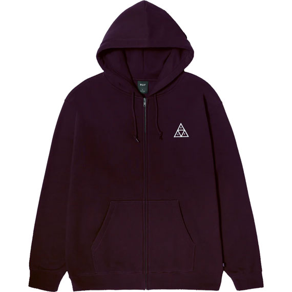 huf sweatshirt hooded zip set triple triangle (raisin)