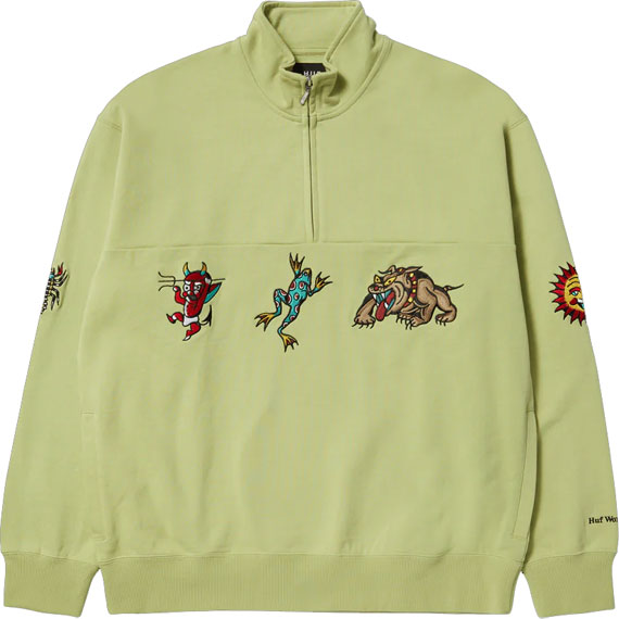 huf sweatshirt quarter zip mock neck bledsoe (pistachio)
