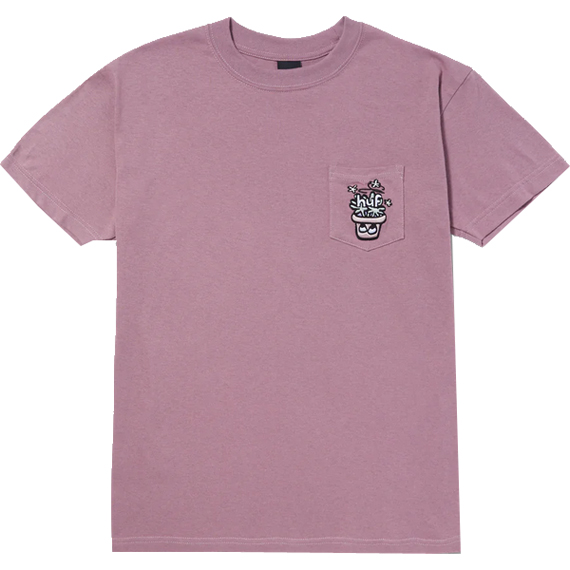 huf tee shirt pocket pot head (mauve)