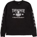 huf tee shirt thrasher long sleeves monteray (black)