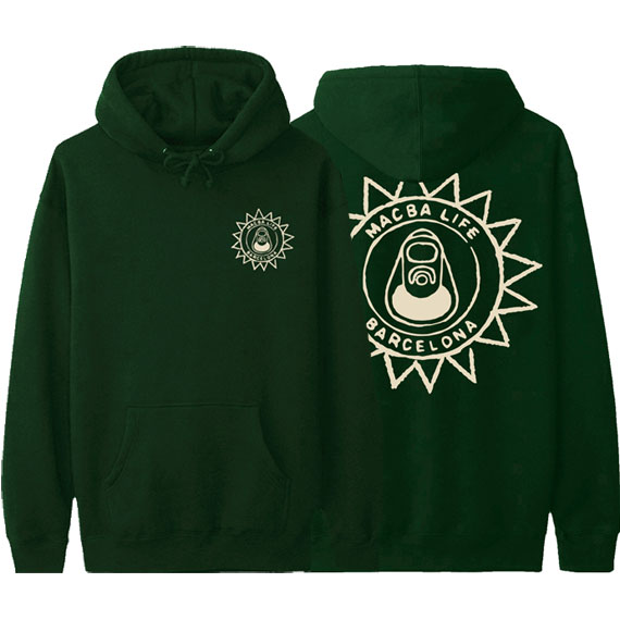 macba life sweatshirt hood sun (botlled green/white)