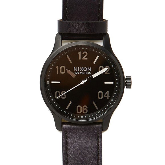 nixon watch patrol leather (black/silver/black)