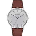 nixon watch porter leather (silver/brown)