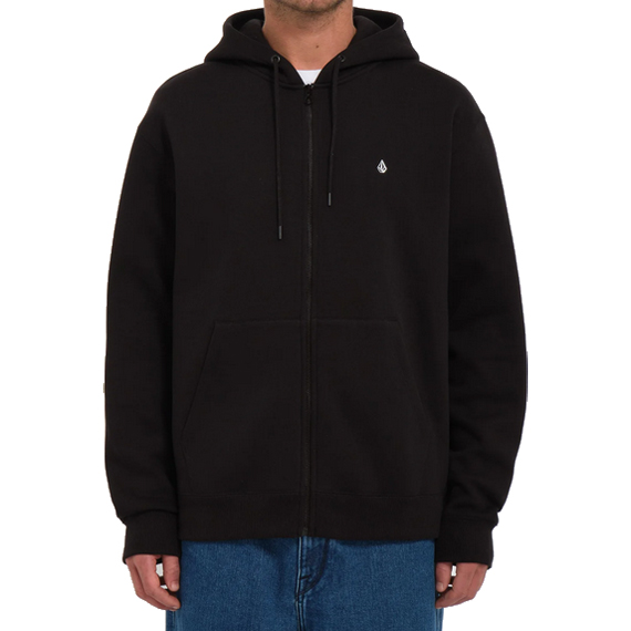 volcom sweatshirt hooded zip single stone (black)
