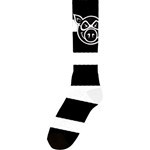 pig socks pig head striped tall (white/black)