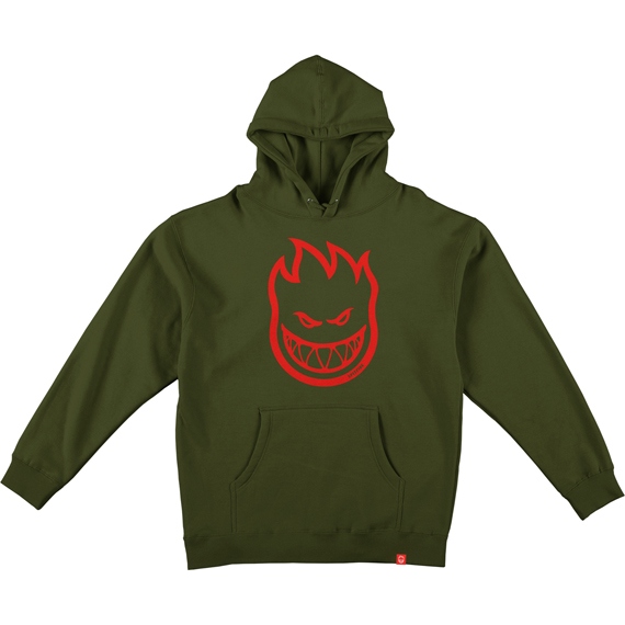spitfire sweatshirt hood bighead (army/red)