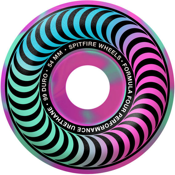 spitfire wheels formula four classics swirl (pink/teal) 99a 54mm
