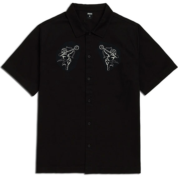televisi star shirt short sleeves work ccbuttonshirt (black)