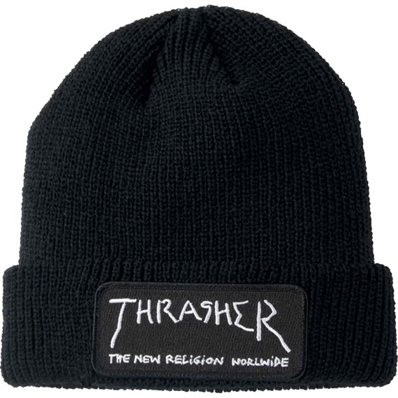 thrasher beanie new religion patch (black)