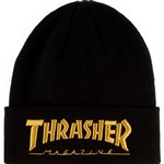 thrasher beanie logo embroidered (black/gold)