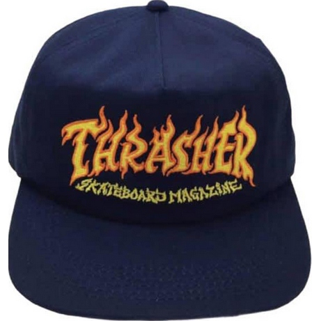 thrasher cap snapback fire logo (navy)