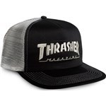 thrasher cap trucker mesh embroidered logo (black/grey)