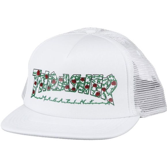 thrasher cap trucker mesh roses (white)