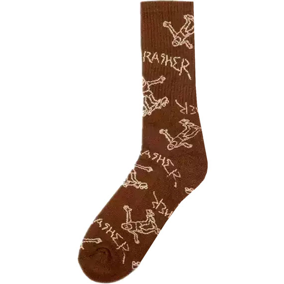 thrasher socks gonz logo (brown/tan)