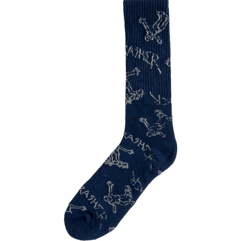 thrasher socks gonz logo (navy/grey)