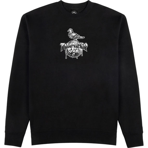 thrasher sweatshirt antihero crew cover the earth (black)