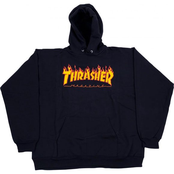 thrasher sweatshirt hood flame logo (black)