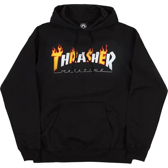 thrasher sweatshirt hood flame mag (black)