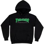 thrasher sweatshirt hood outlined (black/green)