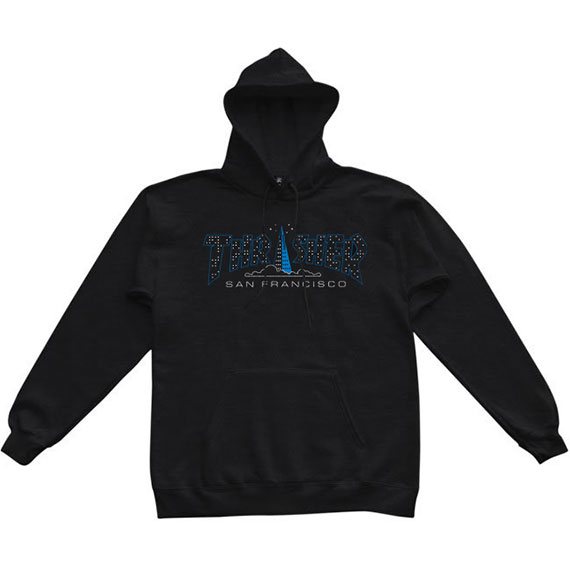 thrasher sweatshirt hood pyramid (black)