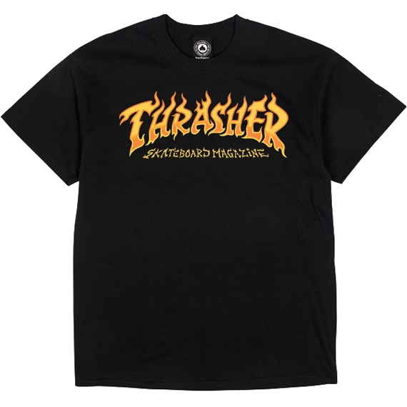 thrasher tee shirt fire logo (black)