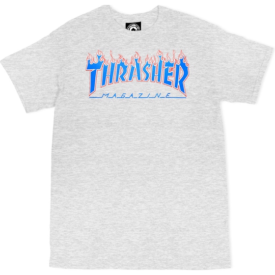 thrasher tee shirt flame logo (ash grey)