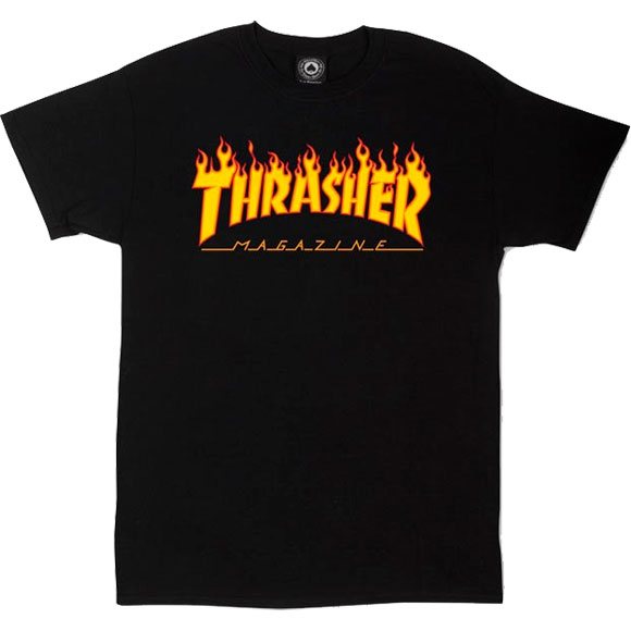 thrasher tee shirt flame logo (black)