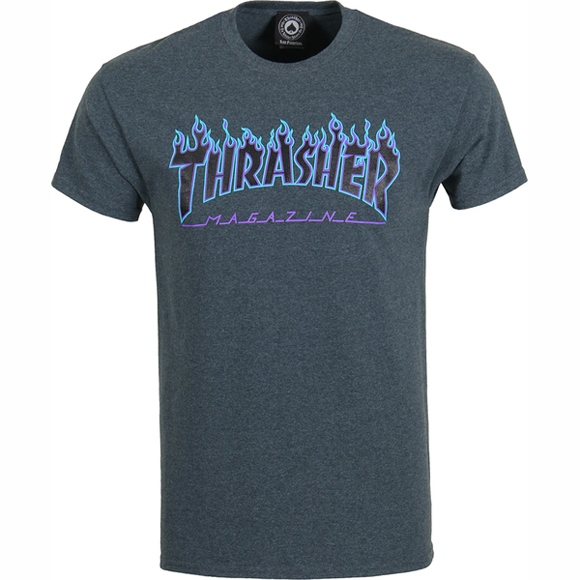 thrasher tee shirt flame logo (dark heather)